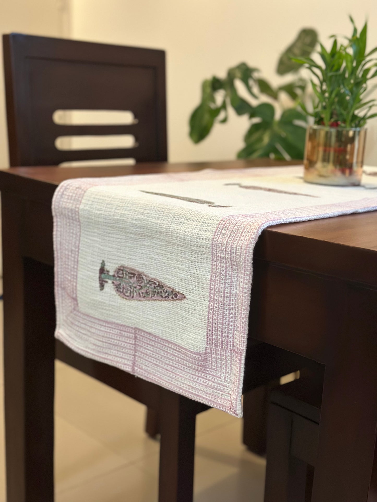 Lilac Pine Hand Block Print Table Runner