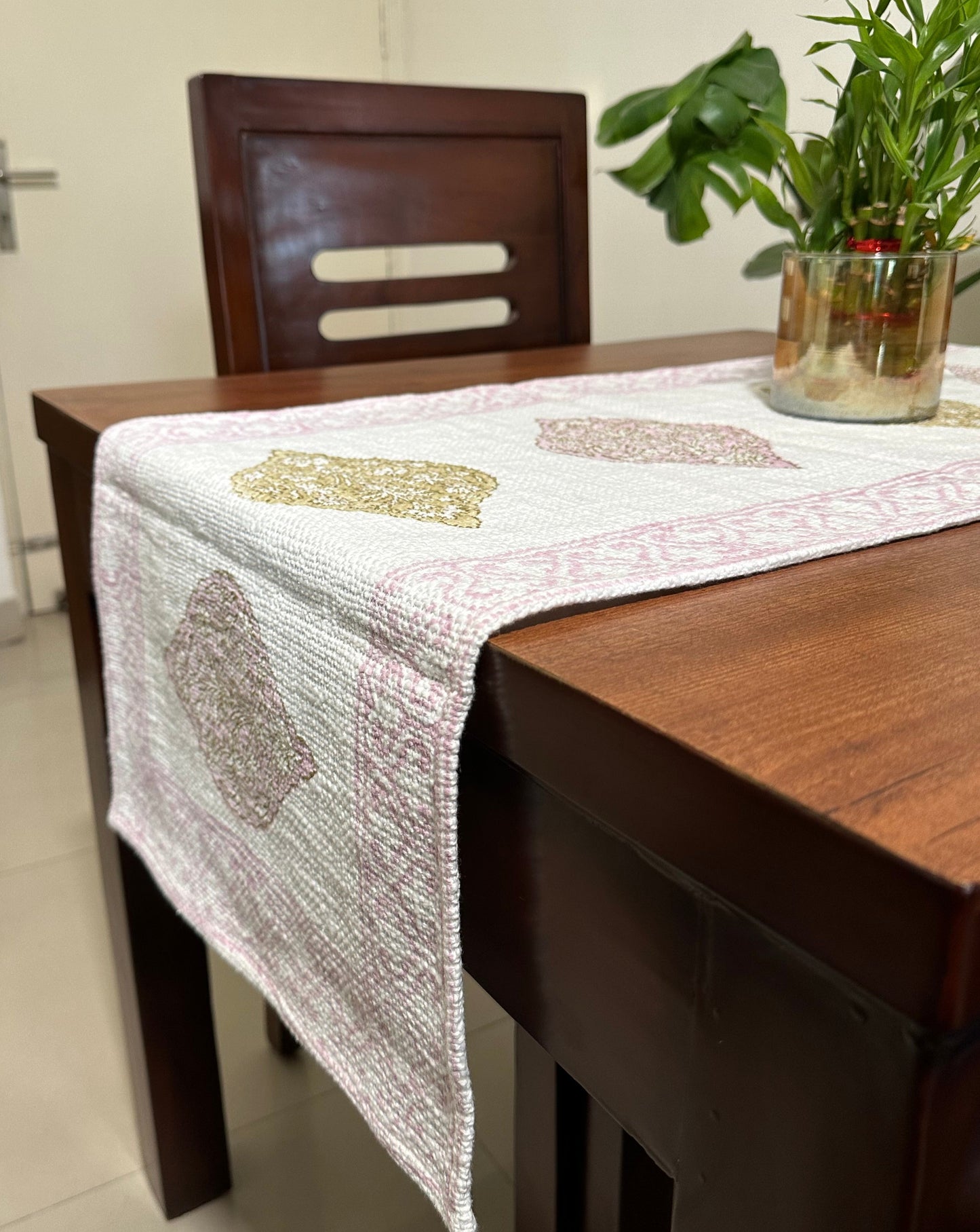 Lilac Mosaic Hand Block Print Table Runner