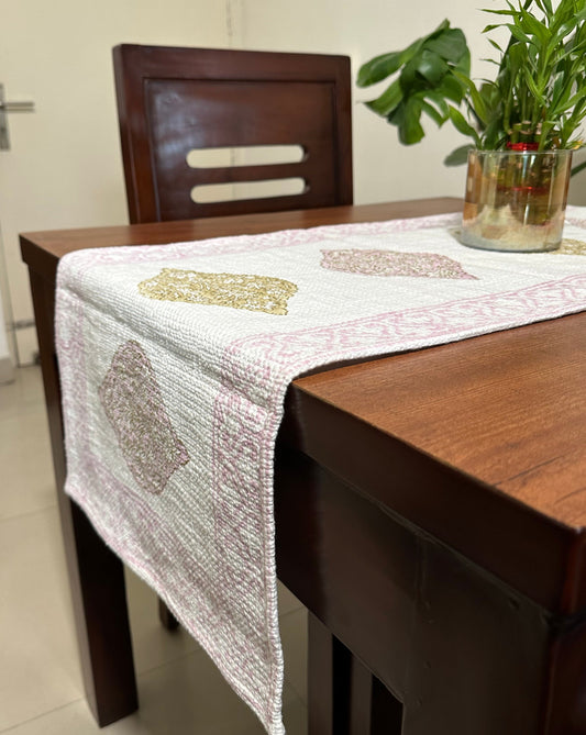 Lilac Mosaic Hand Block Print Table Runner