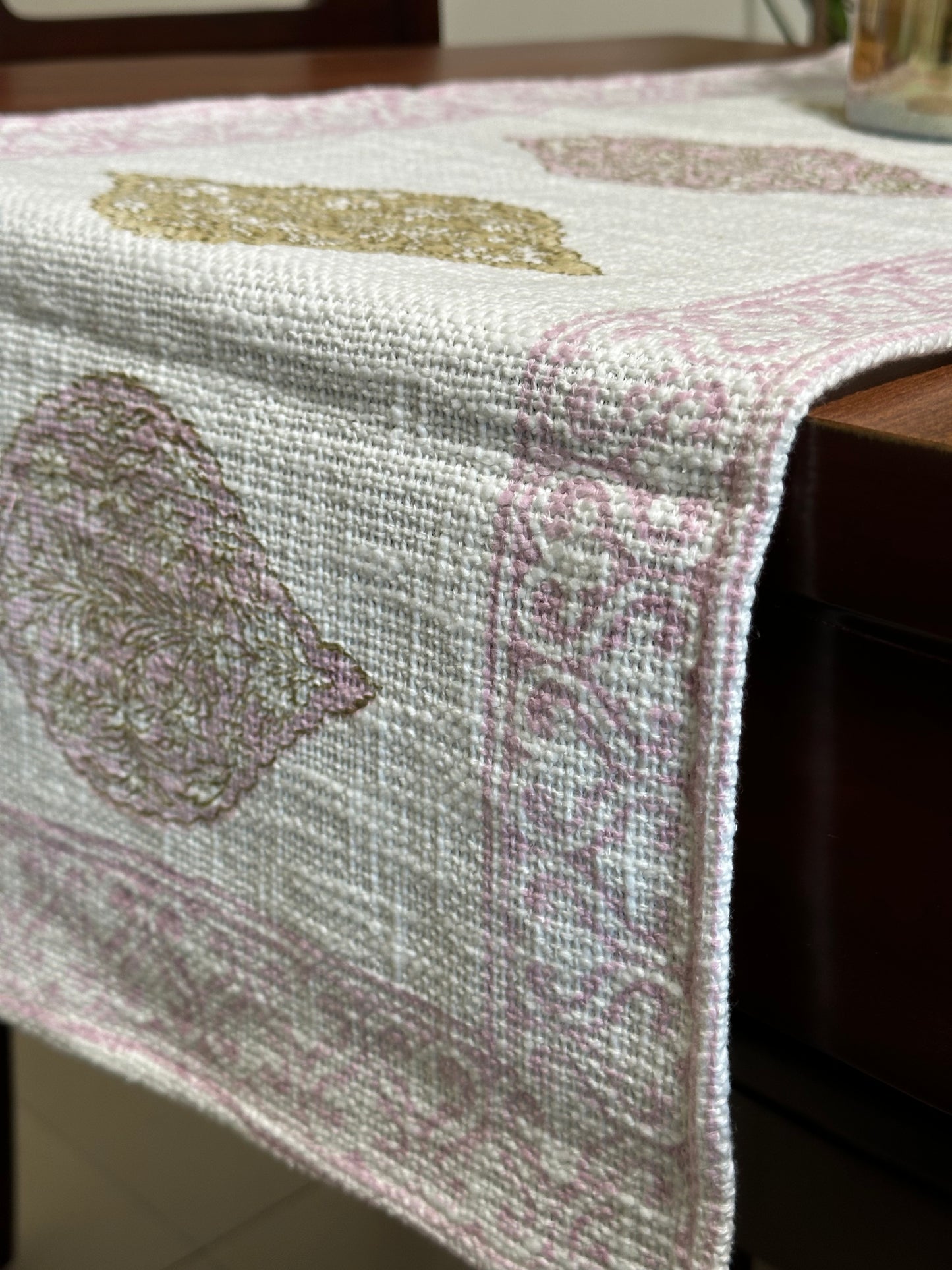 Lilac Mosaic Hand Block Print Table Runner