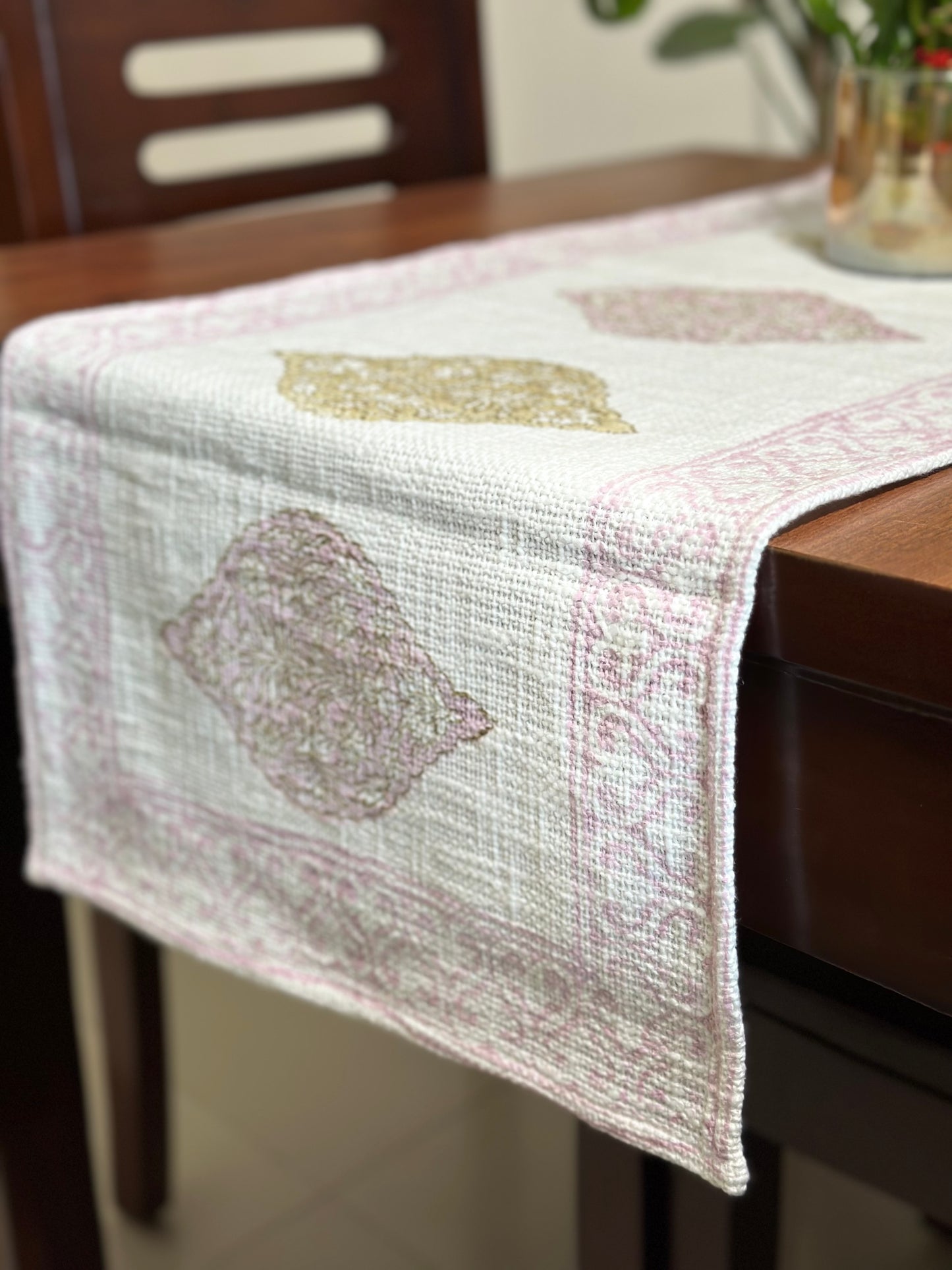 Lilac Mosaic Hand Block Print Table Runner