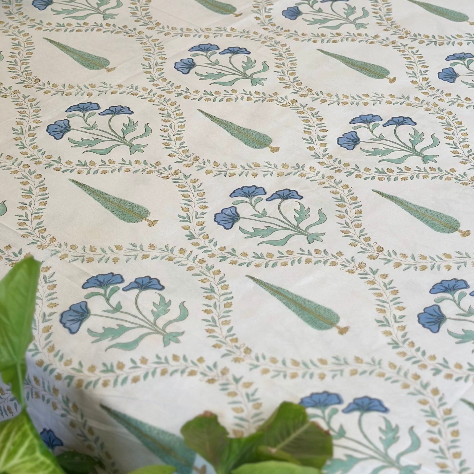 Pine & Guldasta 100% Cotton Block Printed Bed Sheet - King Size with 2 Pillow Cover