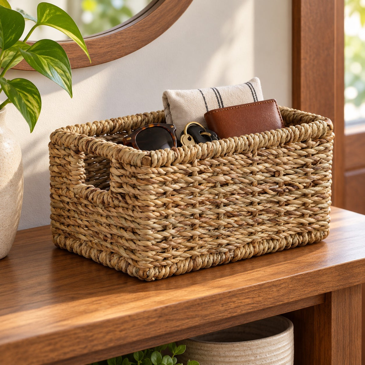 Rope Weave Jaltarang Kauna Grass Basket with Cane Frame - OG_JT_CF_001 - lifestyle