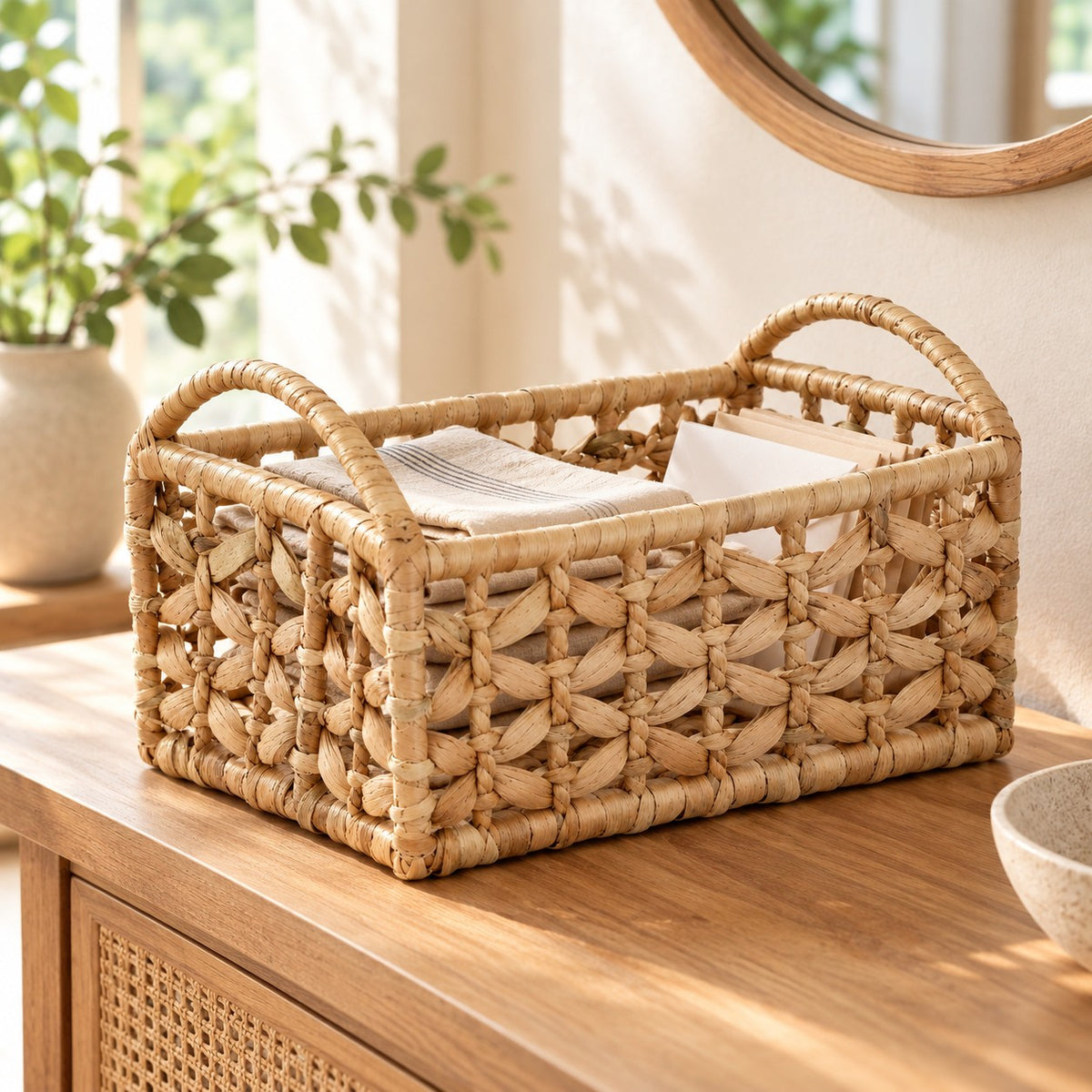 Jaali Jaltarang Kauna Grass Basket with Arched Handle - OG_JT_LT_002 - lifestyle