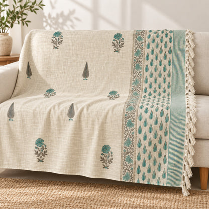 Teal Marigold Cypress Baithak Sofa Throw - ST_BT_CJ_001 - hero