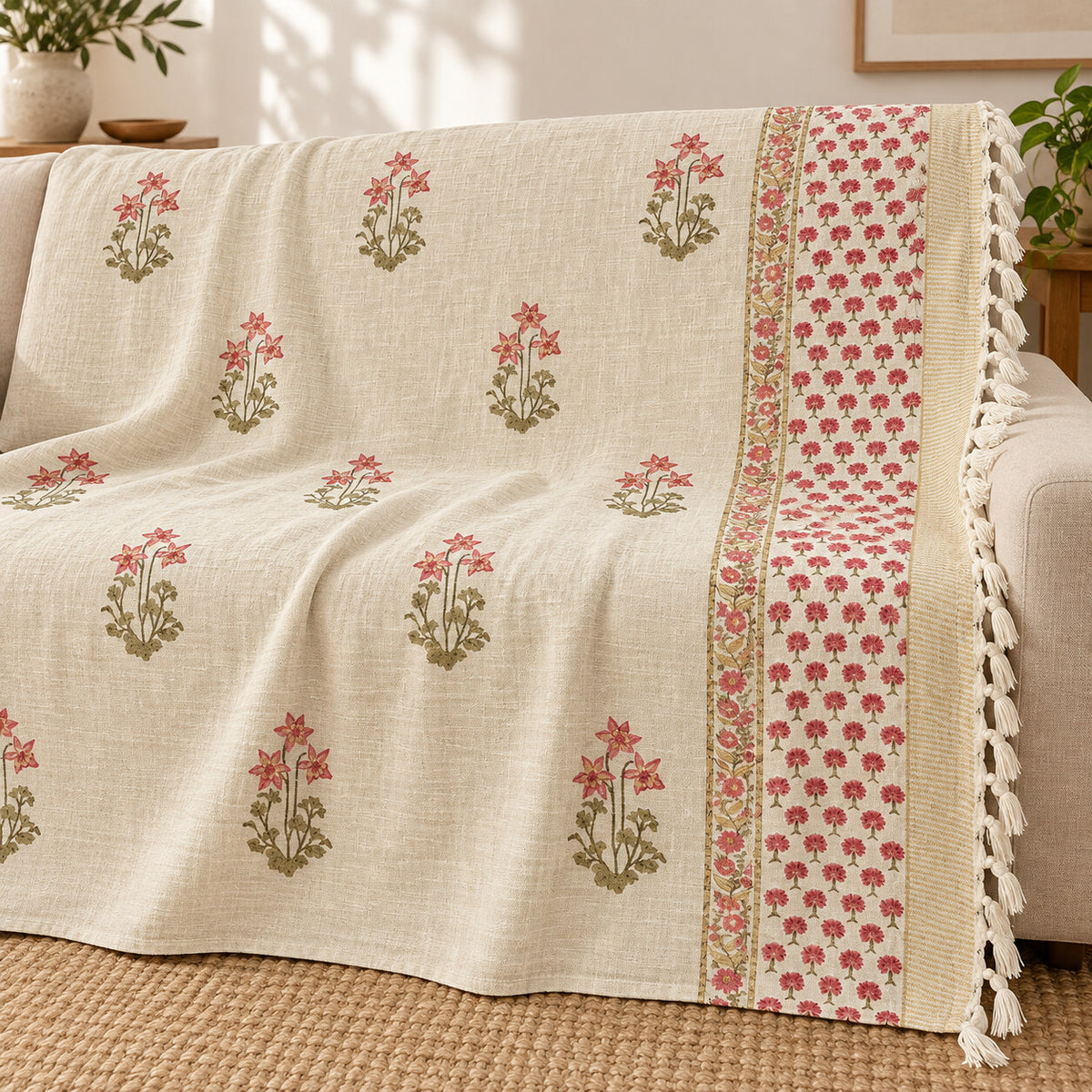 Pink Lily Buti Baithak Sofa Throw - ST_BT_CJ_002 - hero
