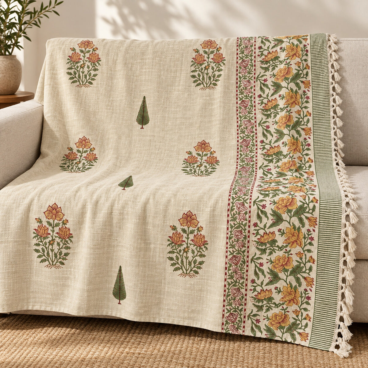 Saffron Garden Baithak Sofa Throw - ST_BT_CJ_003 - hero