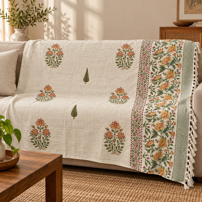 Saffron Garden Baithak Sofa Throw - ST_BT_CJ_003 - sofa lifestyle