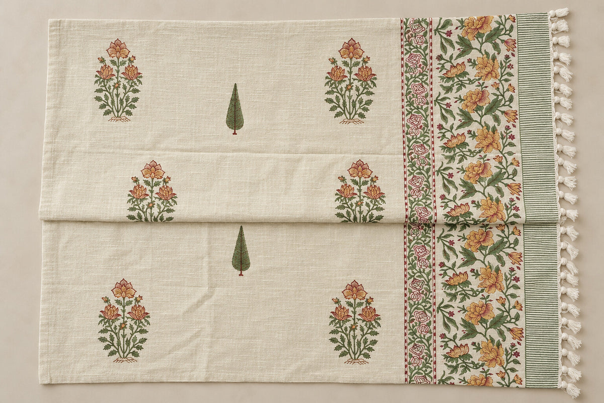 Saffron Garden Baithak Sofa Throw - ST_BT_CJ_003 - full product flat lay