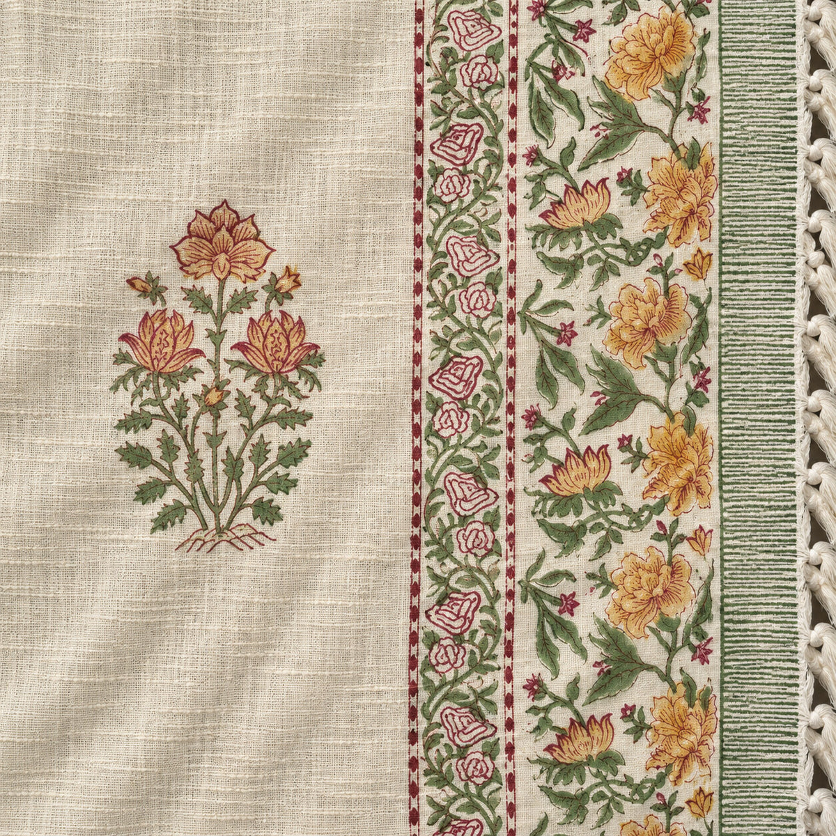 Saffron Garden Baithak Sofa Throw - ST_BT_CJ_003 - fabric and print close-up