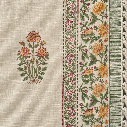 Saffron Garden Baithak Sofa Throw - ST_BT_CJ_003 - fabric and print close-up