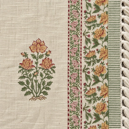 Saffron Garden Baithak Sofa Throw - ST_BT_CJ_003 - border and tassel detail