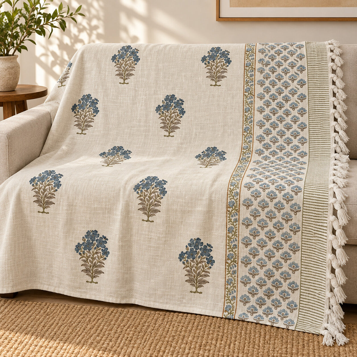 Indigo Buti Baithak Sofa Throw - ST_BT_CJ_004 - hero