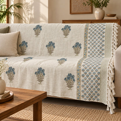 Indigo Buti Baithak Sofa Throw - ST_BT_CJ_004 - sofa lifestyle