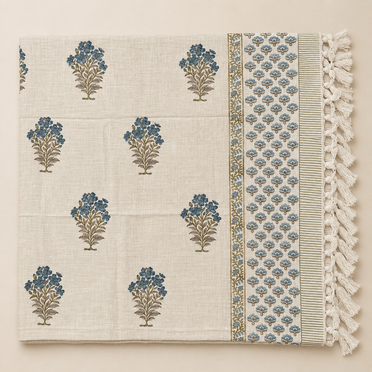 Indigo Buti Baithak Sofa Throw - ST_BT_CJ_004 - full product flat lay
