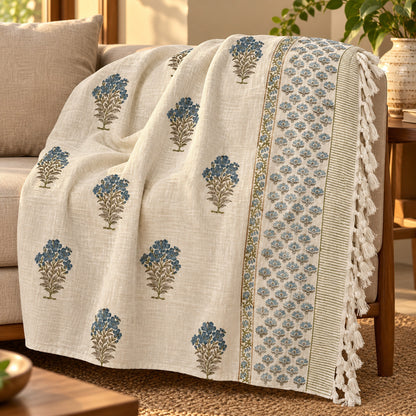 Indigo Buti Baithak Sofa Throw - ST_BT_CJ_004 - folded lifestyle