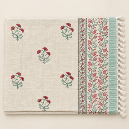 Rose Mint Carnation Baithak Sofa Throw - ST_BT_CJ_006 - full product flat lay
