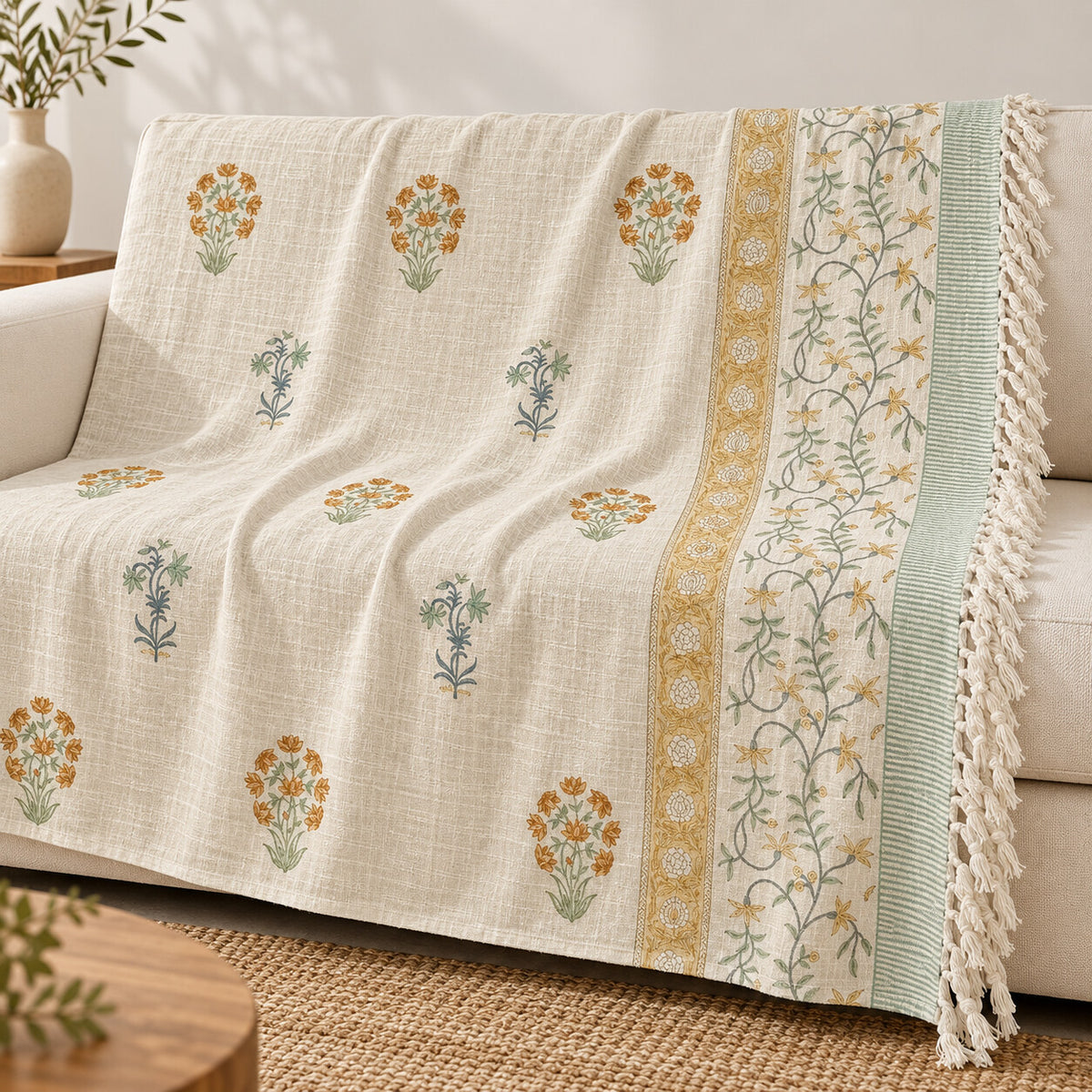 Mustard Vine Baithak Sofa Throw - ST_BT_CJ_007 - hero