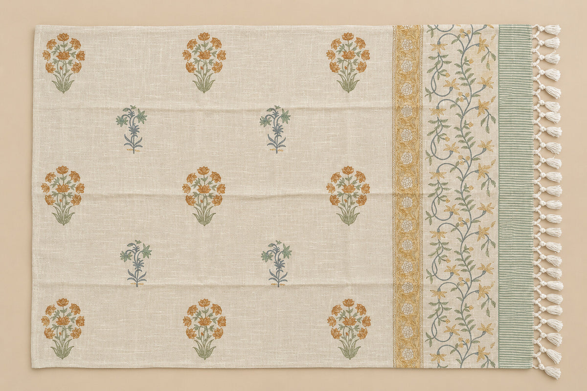 Mustard Vine Baithak Sofa Throw - ST_BT_CJ_007 - full product flat lay