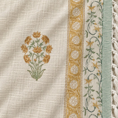 Mustard Vine Baithak Sofa Throw - ST_BT_CJ_007 - fabric and print close-up