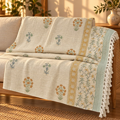 Mustard Vine Baithak Sofa Throw - ST_BT_CJ_007 - folded lifestyle