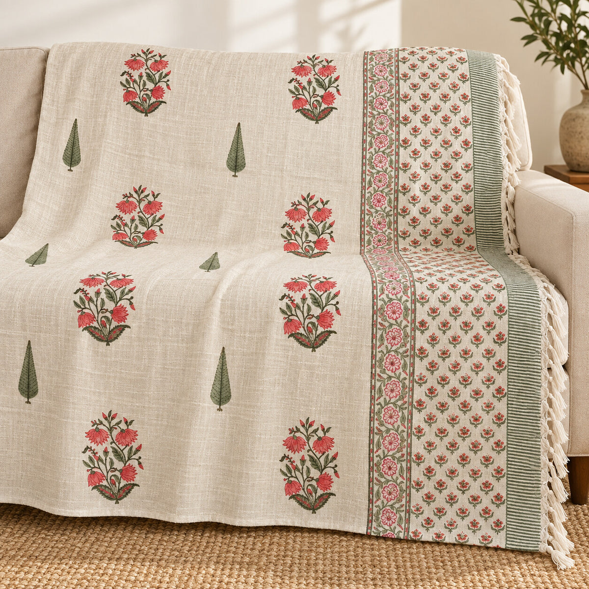 Brick Rose Cypress Baithak Sofa Throw - ST_BT_CJ_008 - hero