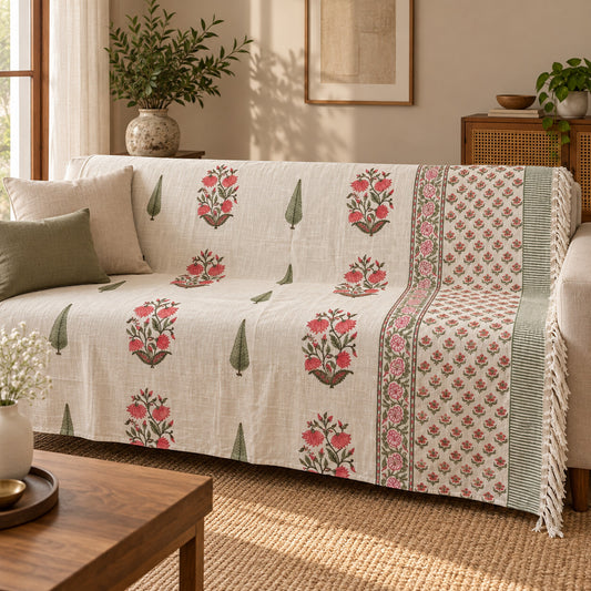 Brick Rose Cypress Baithak Sofa Throw - ST_BT_CJ_008 - sofa lifestyle