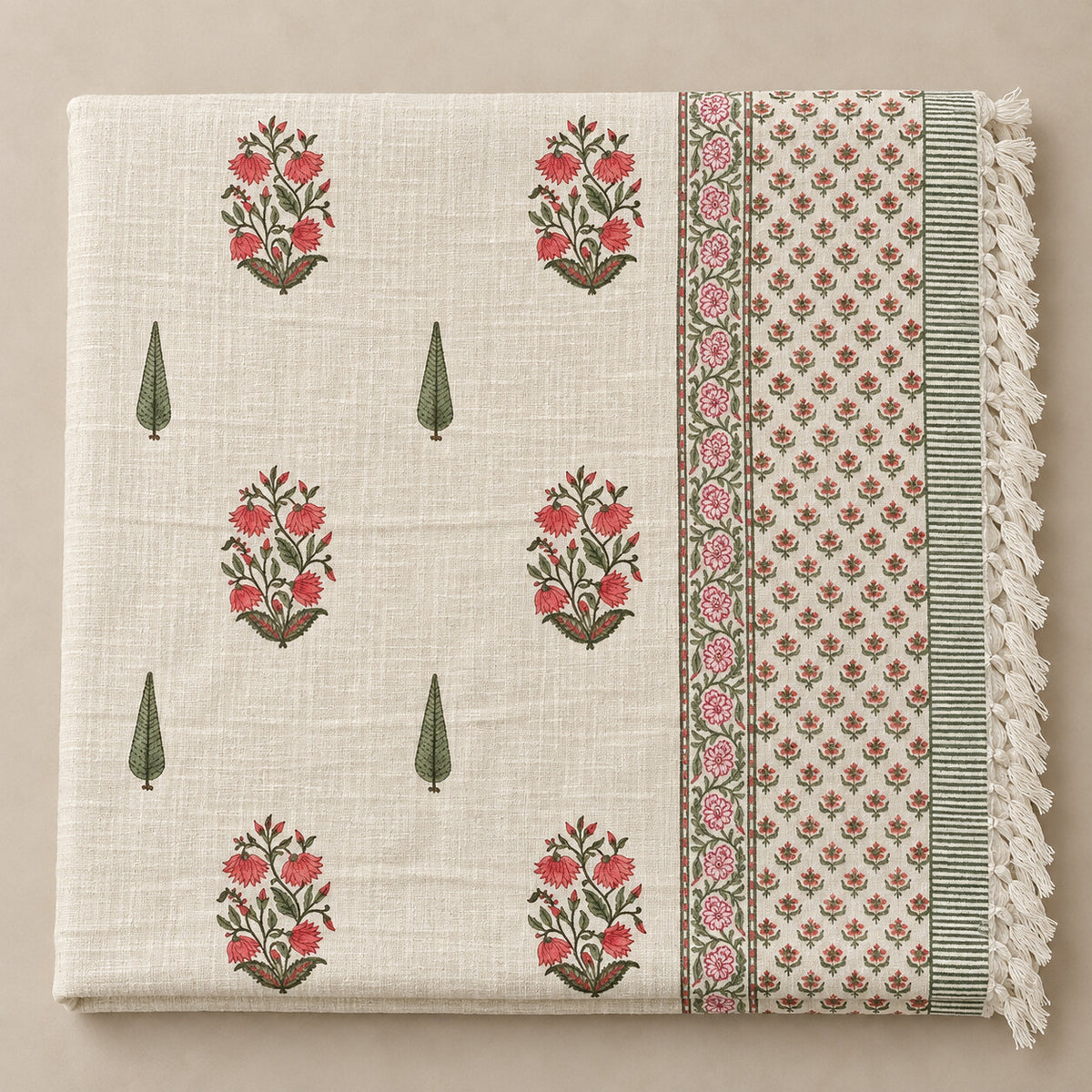 Brick Rose Cypress Baithak Sofa Throw - ST_BT_CJ_008 - full product flat lay