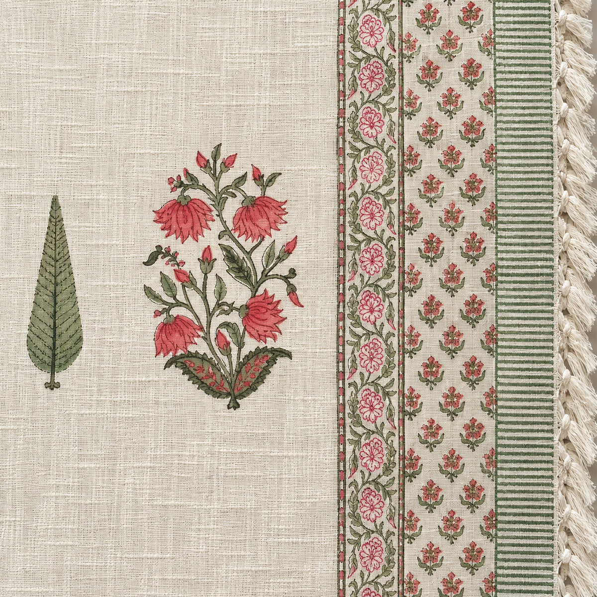 Brick Rose Cypress Baithak Sofa Throw - ST_BT_CJ_008 - fabric and print close-up