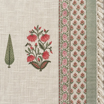 Brick Rose Cypress Baithak Sofa Throw - ST_BT_CJ_008 - fabric and print close-up