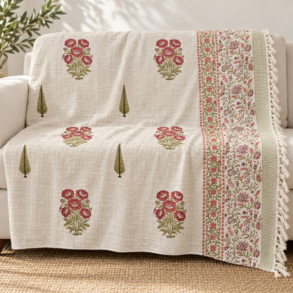 Crimson Peony Cypress Baithak Sofa Throw - ST_BT_CJ_009 - hero