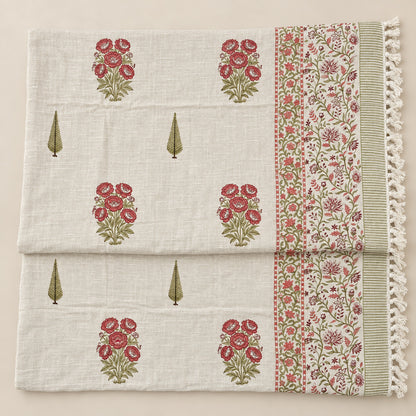 Crimson Peony Cypress Baithak Sofa Throw - ST_BT_CJ_009 - full product flat lay
