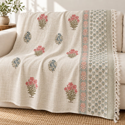 Rose Blue Mughal Buti Baithak Sofa Throw - ST_BT_CJ_011 - hero