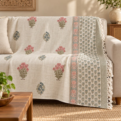 Rose Blue Mughal Buti Baithak Sofa Throw - ST_BT_CJ_011 - sofa lifestyle