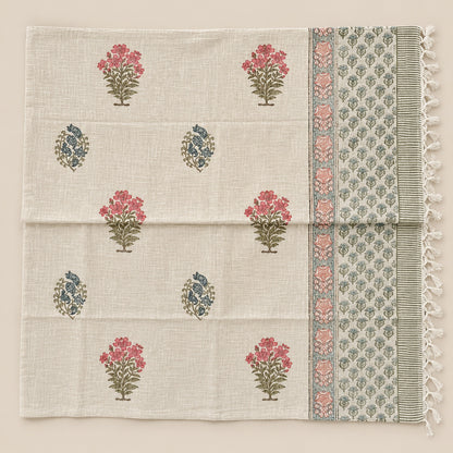 Rose Blue Mughal Buti Baithak Sofa Throw - ST_BT_CJ_011 - full product flat lay