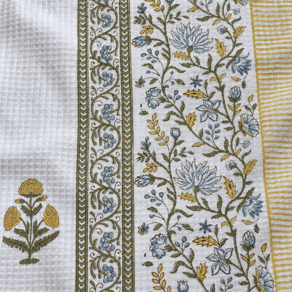 Blue and Yellow Floral Sahaj Waffle Bath Towel - TW_SH_SG_002 - detail