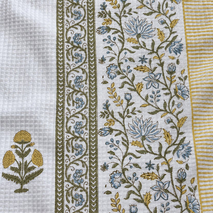 Blue and Yellow Floral Sahaj Waffle Bath Towel - TW_SH_SG_002 - detail