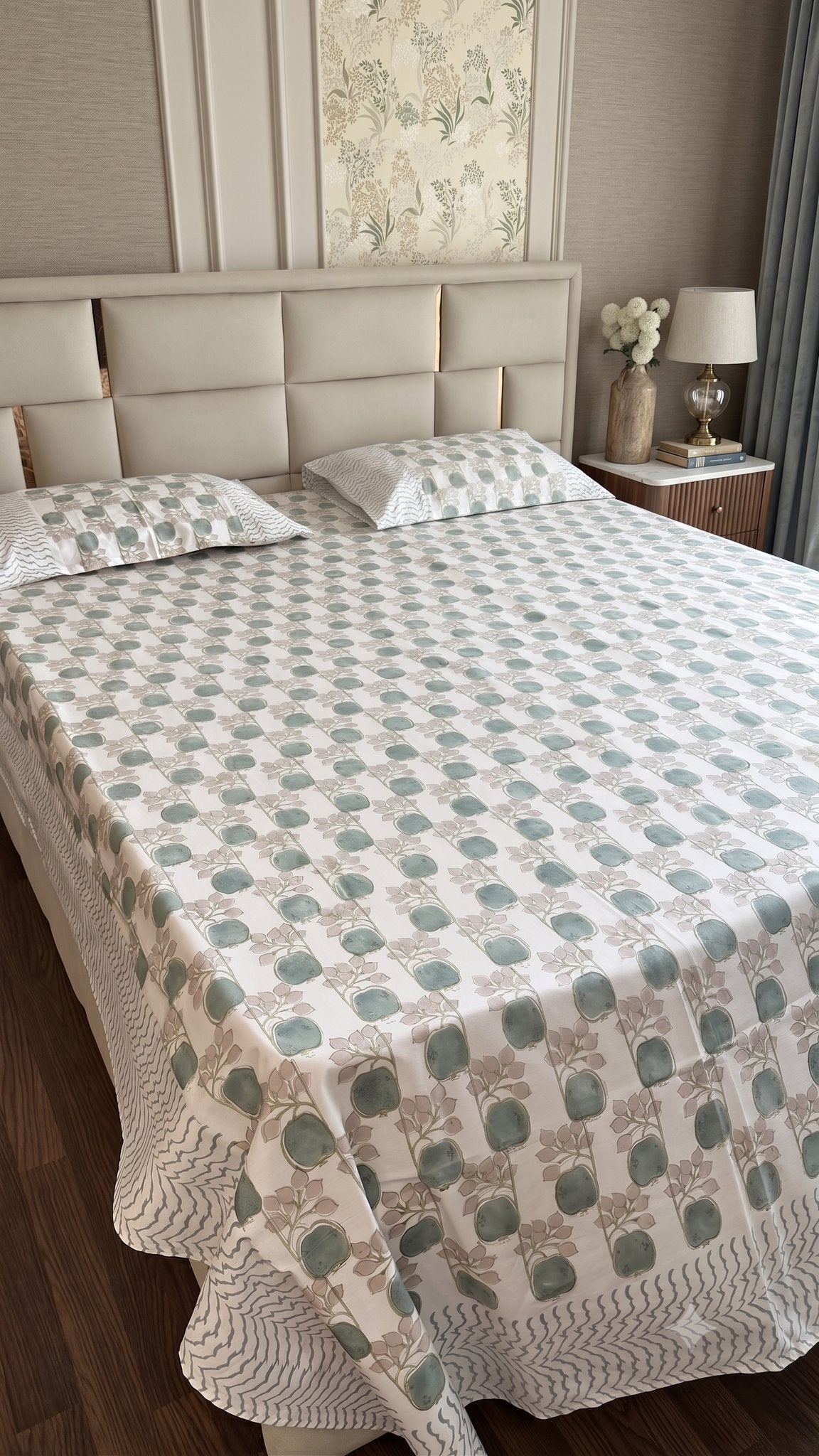 Jaipur Flora Sanganeri hand block printed king bedsheet — Artisan's Thread
