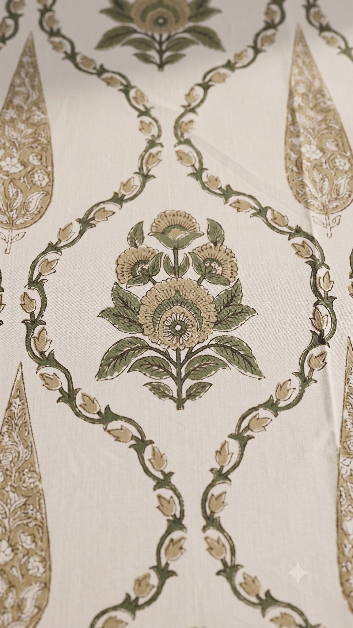 The Olive Ogee Sanganeri hand block printed king bedsheet — Artisan's Thread