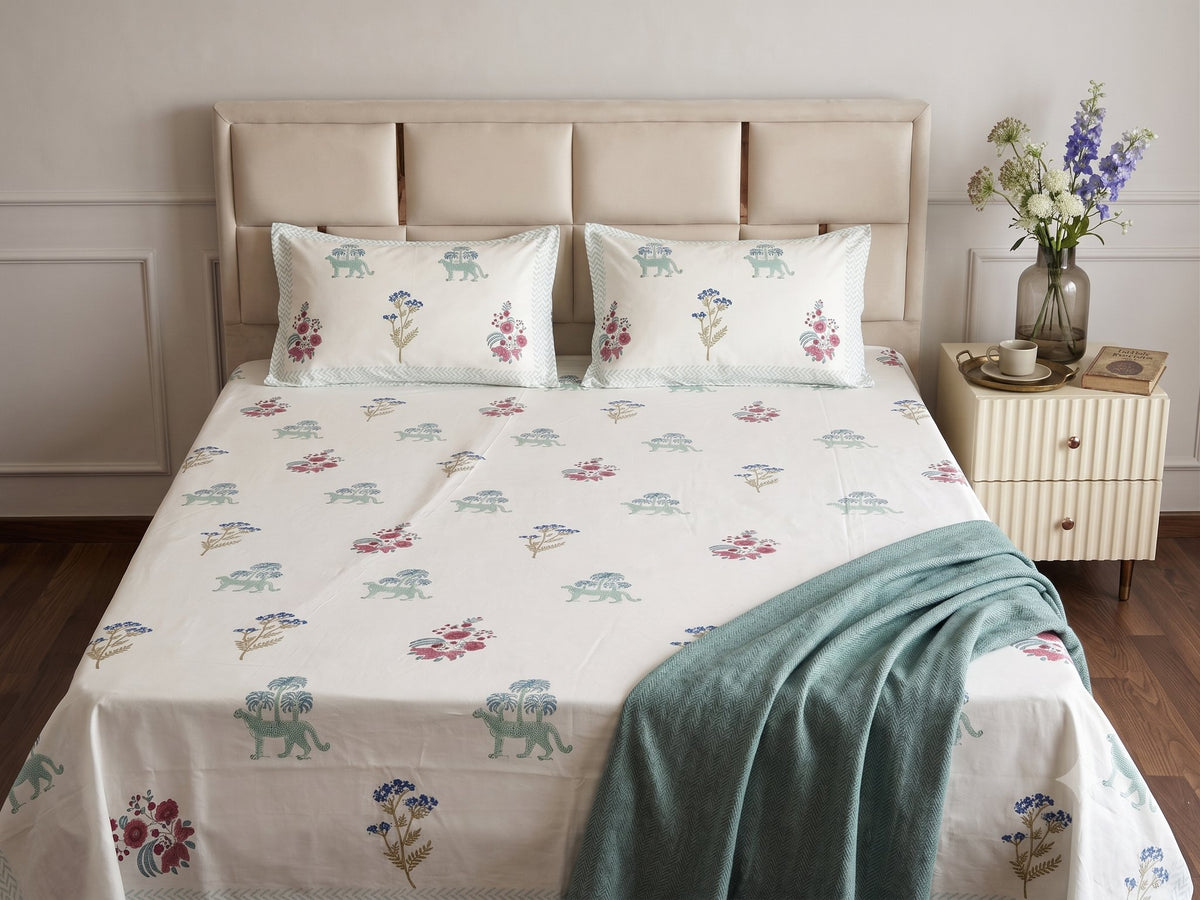 The Royal Jawai Sanganeri hand block printed king bedsheet — Artisan's Thread