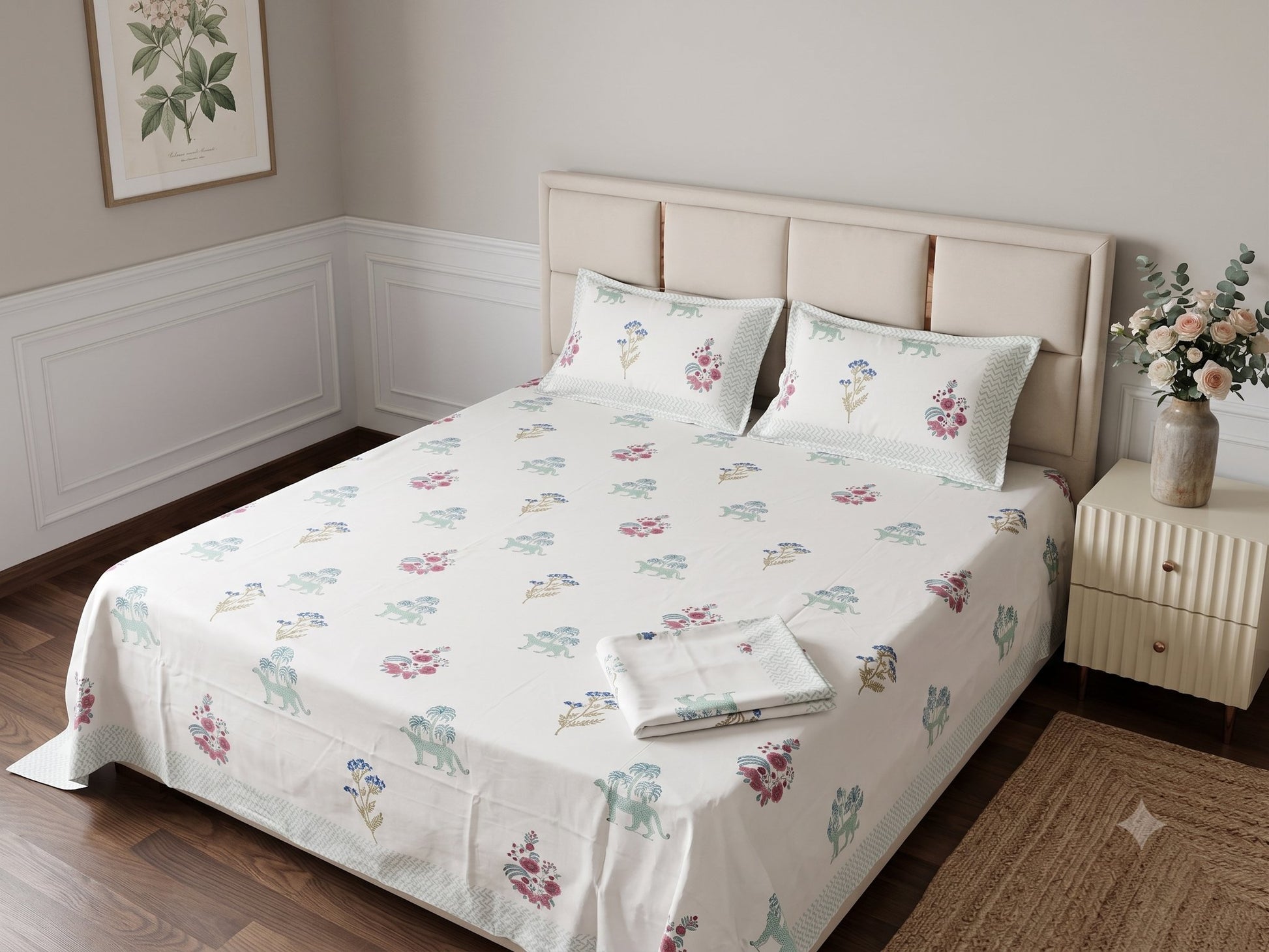 The Royal Jawai Sanganeri hand block printed king bedsheet — Artisan's Thread