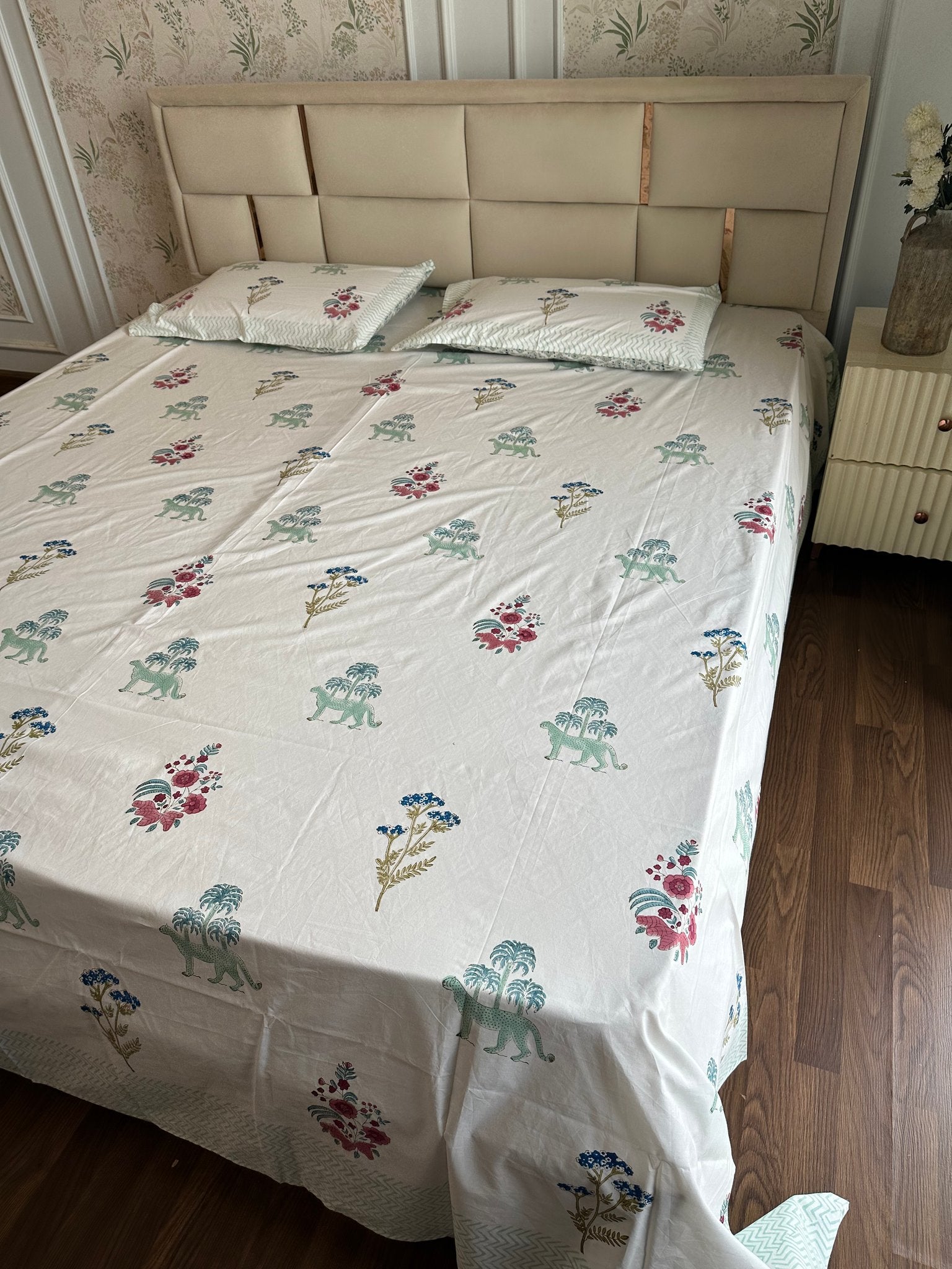 The Royal Jawai Sanganeri hand block printed king bedsheet — Artisan's Thread