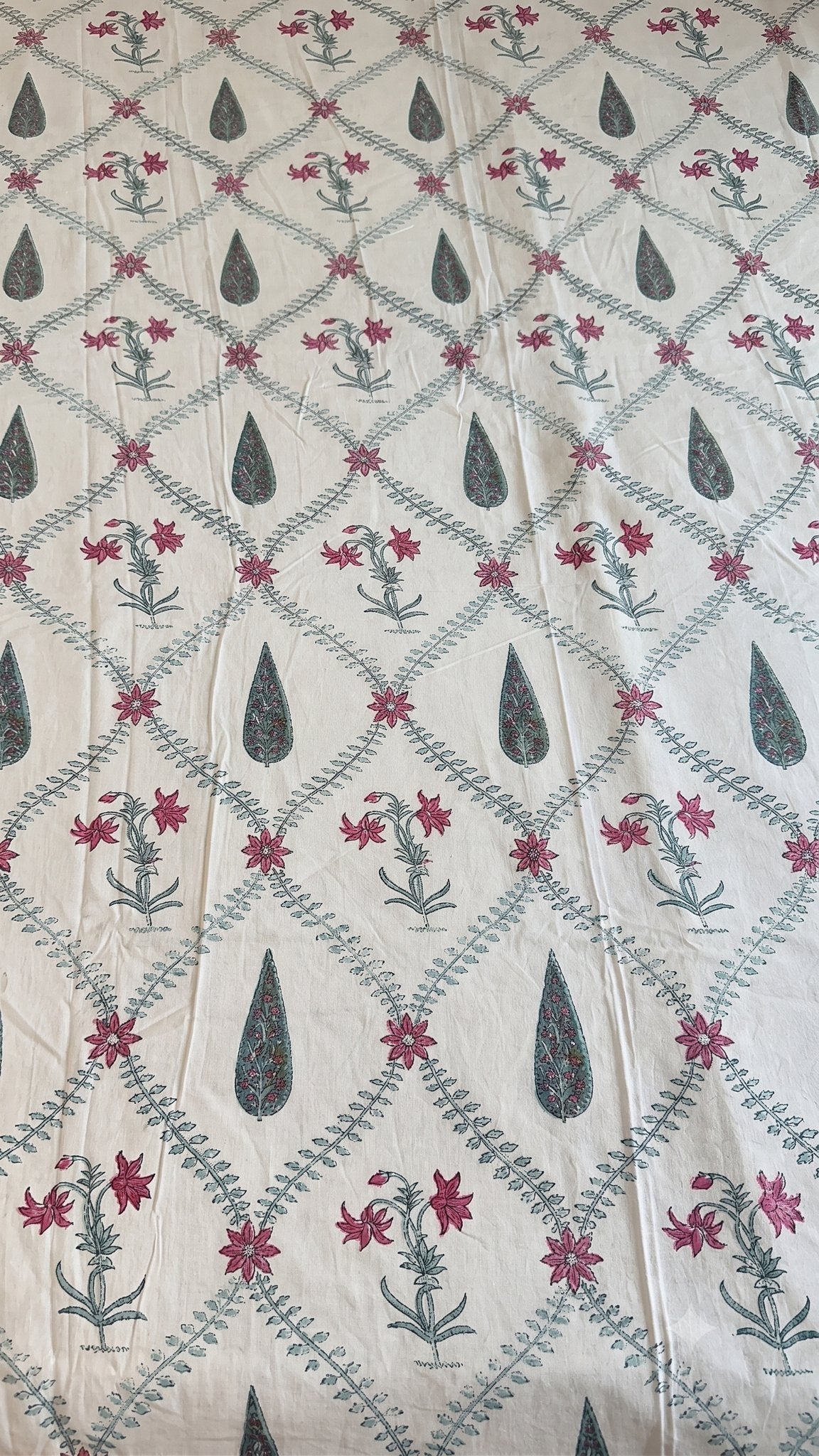 The Spring Courtyard Sanganeri hand block printed king bedsheet — Artisan's Thread