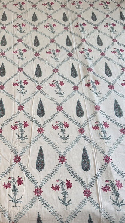 The Spring Courtyard Sanganeri hand block printed king bedsheet — Artisan's Thread