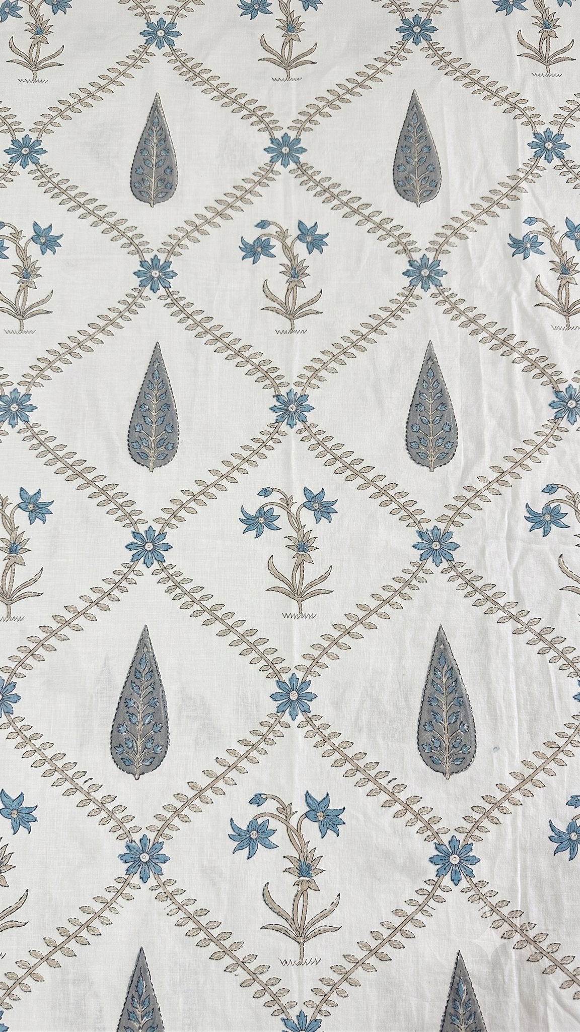 Blue and Green Paisley Sanganeri hand block printed king bedsheet — Artisan's Thread