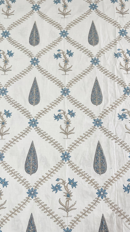 Blue and Green Paisley Sanganeri hand block printed king bedsheet — Artisan's Thread