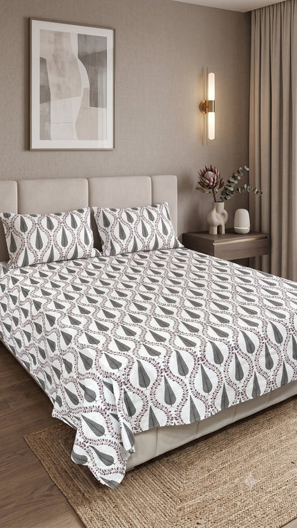 Midnight Fern Sanganeri hand block printed king bedsheet — Artisan's Thread