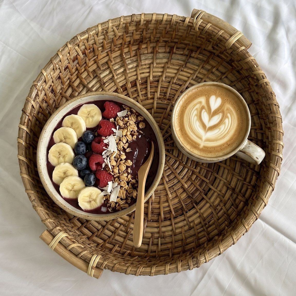Round nesting cane tray with handles — handwoven in Assam, Artisan's Thread