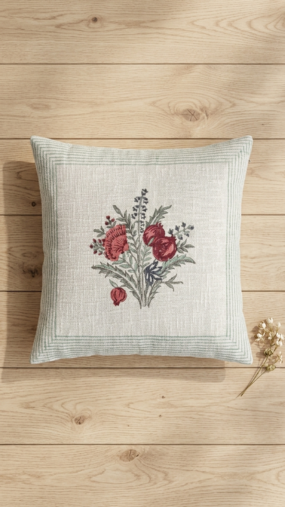 Anaar Hand Block Print Cushion Covers - Cotton Jute (Set of 5)